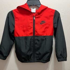 Nike Kids Red and Black windbreaker jacket EUC size 5/6